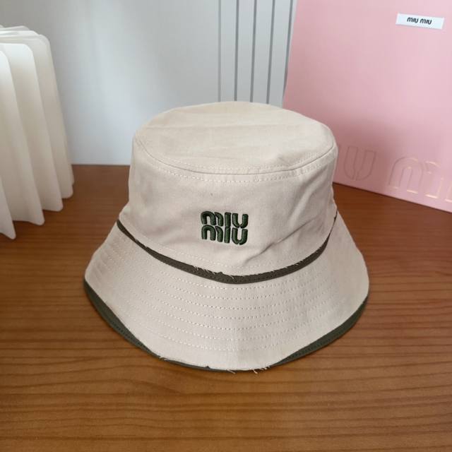 Mium Miu Miu 2025 new double-stitch bucket hat, versatile everyday style ~ a mus
