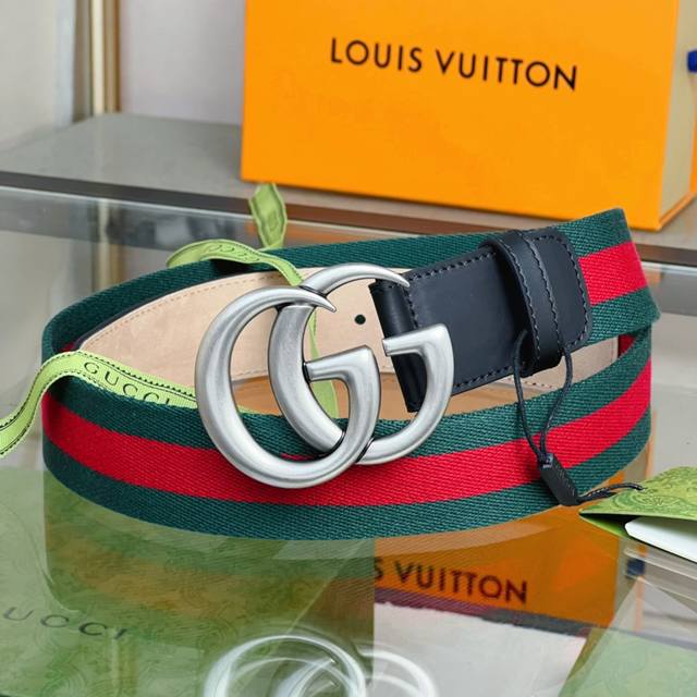 G Home Decor Striped Web Belt G Buckle Belt Decorated with Green and Red Striped