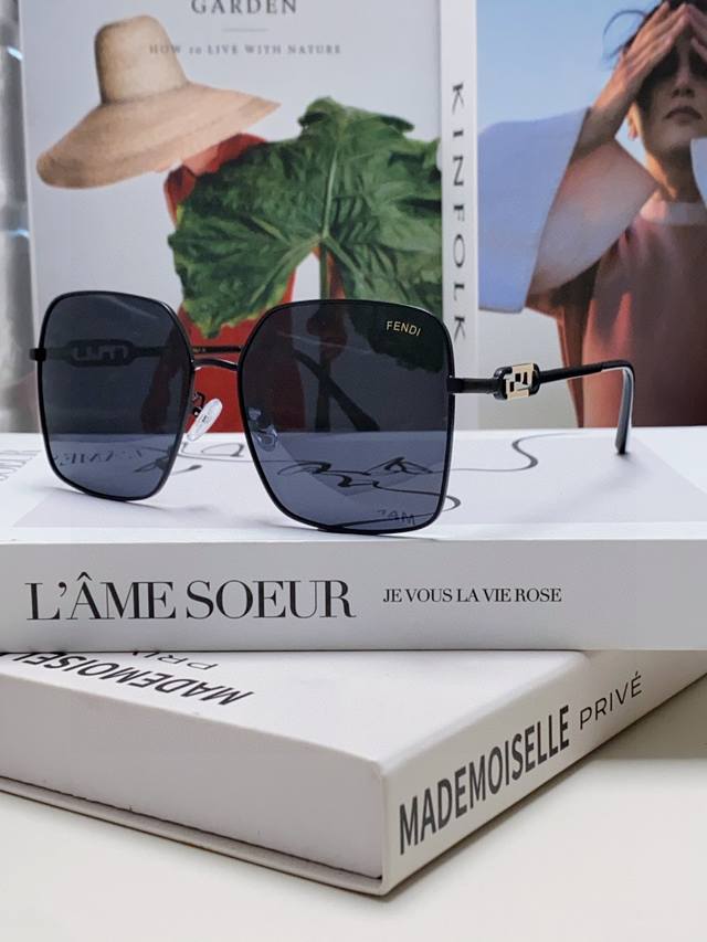 Fendi Fendi new large frame F round face slim metal sunglasses sun protection po