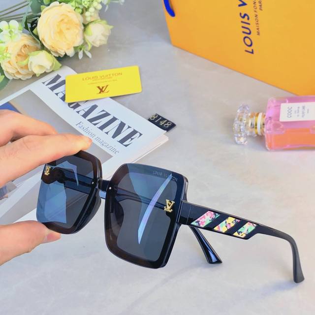 Louis Vuitto* new large square frame dark pattern sunglasses TikTok same style f