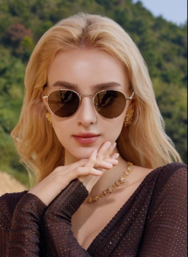 Louis Vuitto Hong Kong style retro oval metal frame sunglasses UV400 anti-ultrav