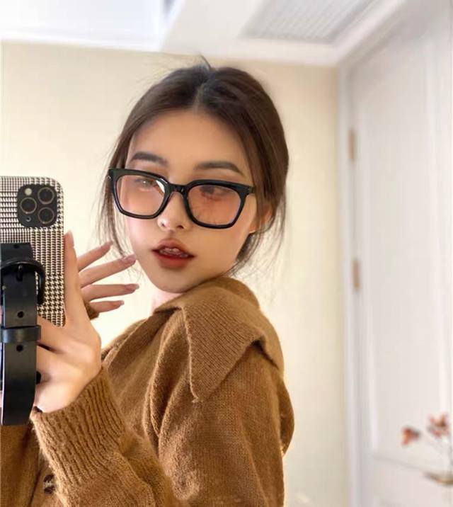 Gucc*Wang Jiaer's same sunglasses sunset gradient orange Korean retro square sun