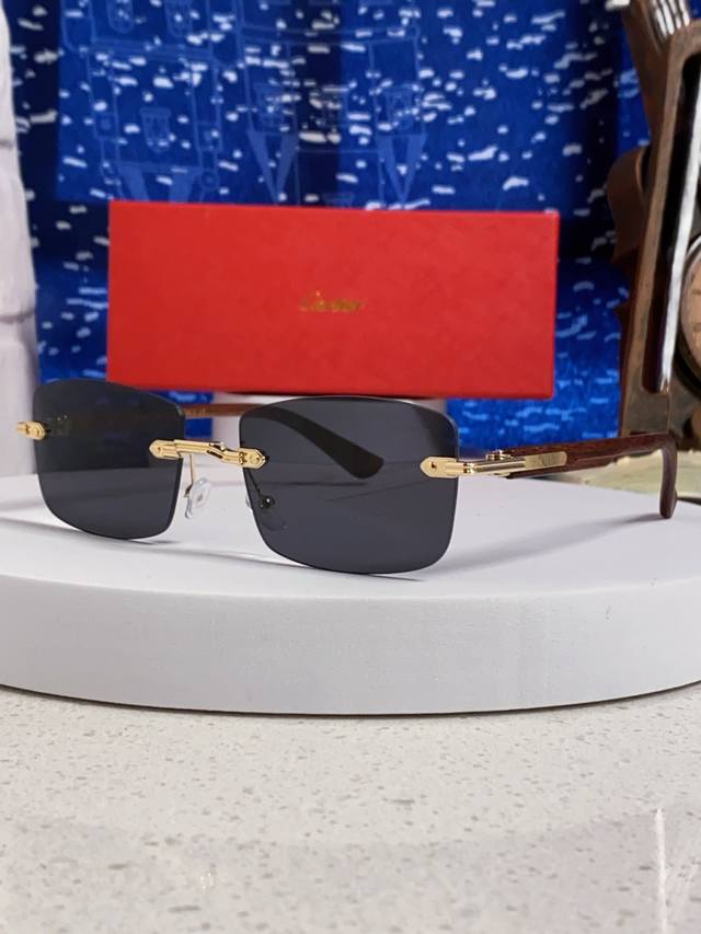 Cartier Cartier 2025 new men's frameless sunglasses square European and American