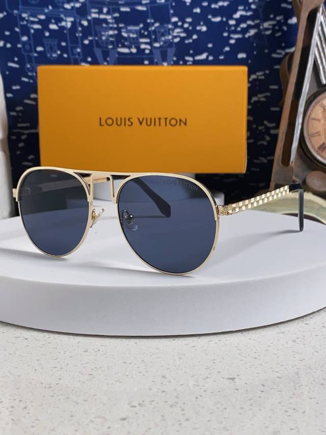 Louisvuitton 2025 new women's metal oval frame sunglasses fashionable online cel