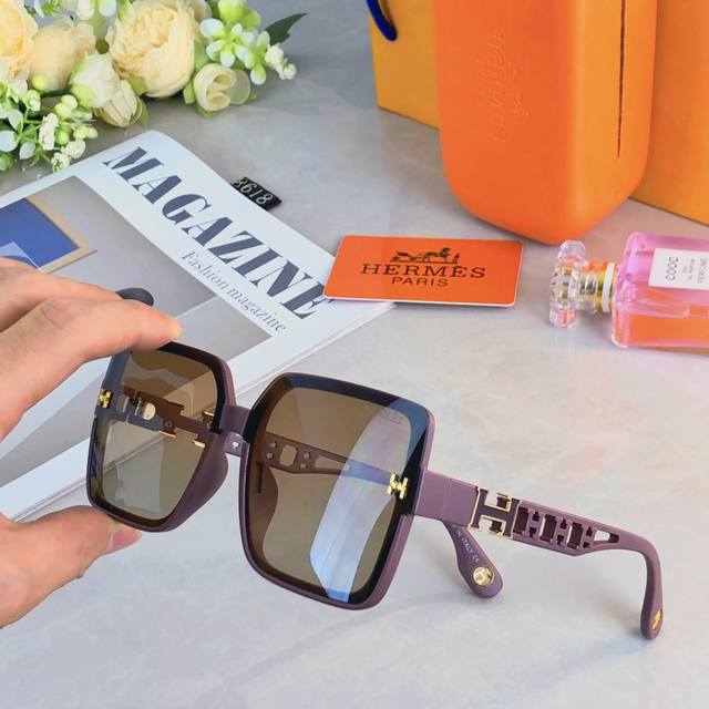 Herme* new large frame Internet celebrity women's sunglasses square simple Korea