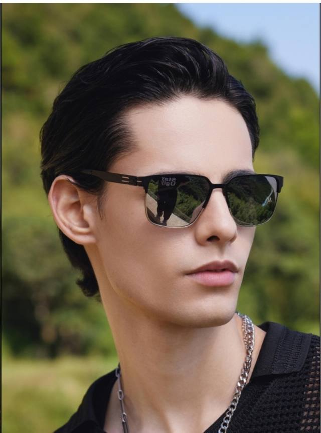 Gucc* Metal square frame polarized sunglasses for men, high-end and handsome, UV