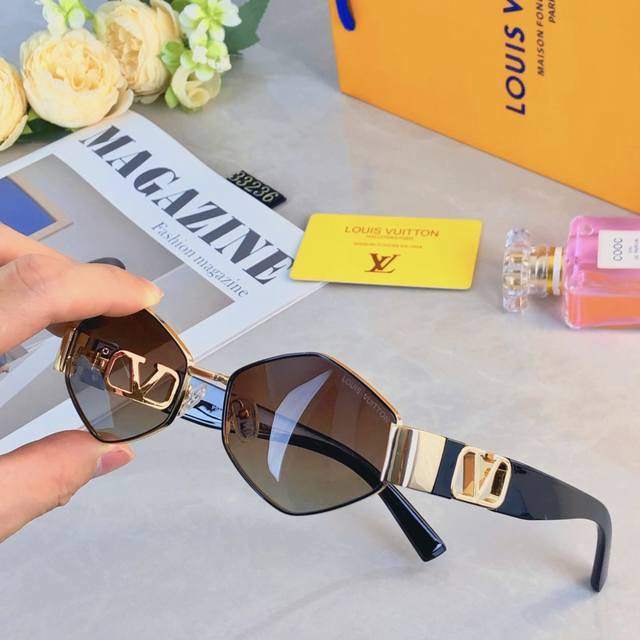 Louis Vuitto* new metal polygonal sunglasses high-end sunglasses for women Europ