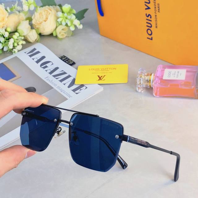 Louis Vuitto* new large frame square sunglasses high-end metal frame sunglasses