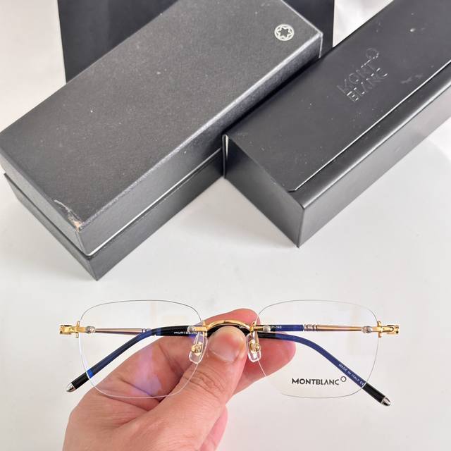 Montblanc Mb0130O metal rimless nearsighted optical glasses. Sizes: 53-21-145 DD