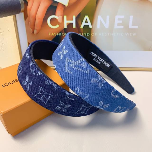 Lv Louis Vuitton Donkey brand headband Old flower denim light luxury style headb