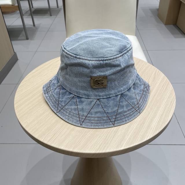 Gucci cowboy fisherman hat women's spring and autumn retro literary bucket hat s