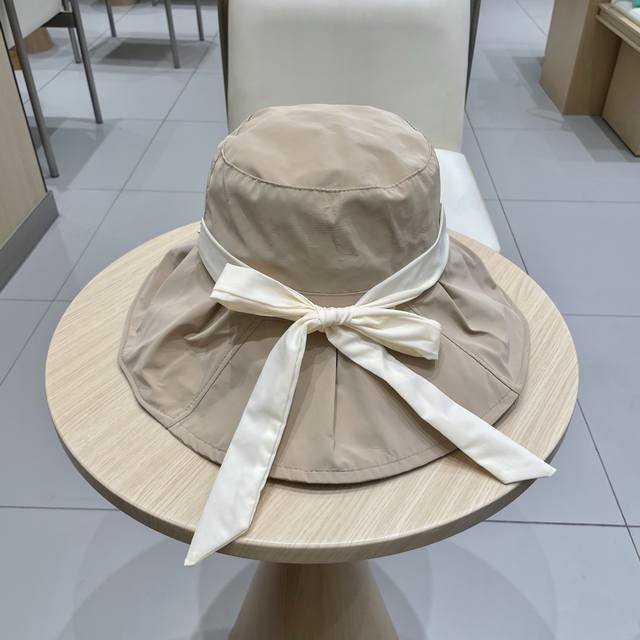 Celine2025 new summer women's sun hat anti-ultraviolet large brim bow sun visor