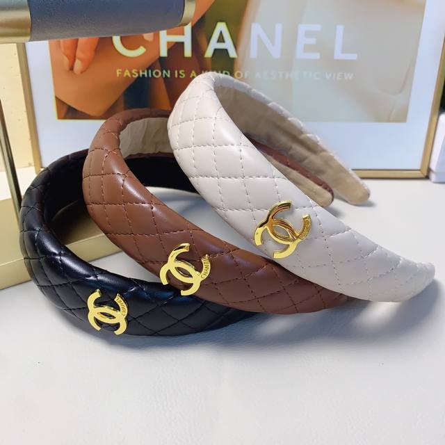Chanel Xiaoxiang Chanel headband Double C diamond leather light luxury style hea