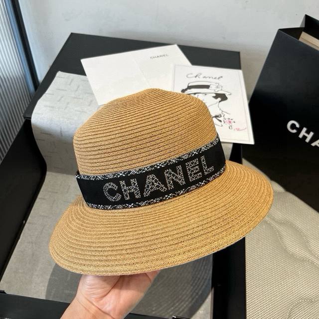 Chanel new straw hat, ladylike sun hat, head circumference 57cm DDD