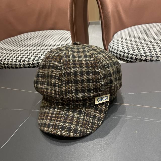 Gucci British style pattern beret hat for women spring and autumn 2025 new large
