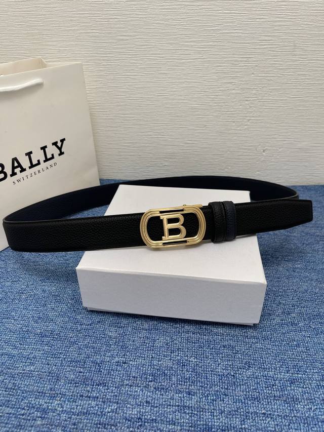 Bally, automatic buckle 3.5cm high-end custom men's belt, double-sided imported