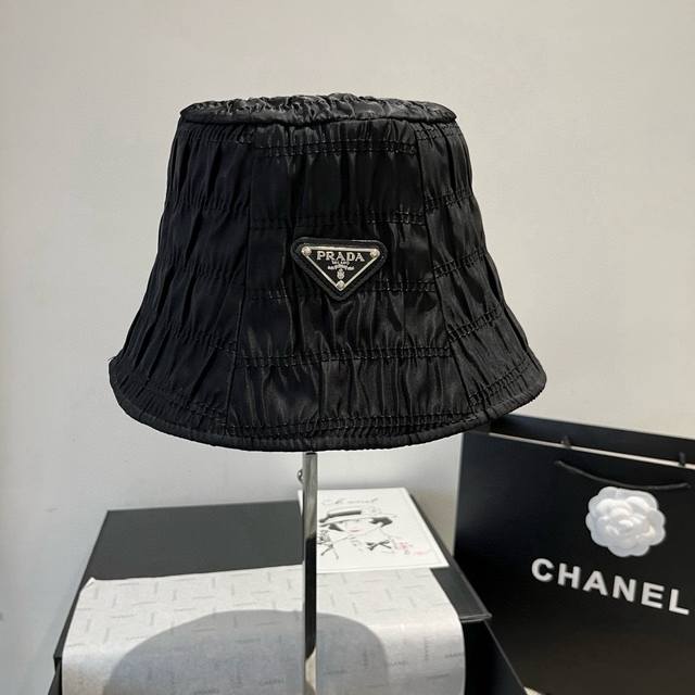 Prada new pleated bucket hat, casual bucket hat, head circumference 57cm DDD