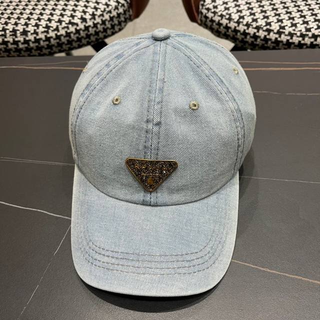 Prada's new classic triangle logo denim baseball cap is a must-have for everyday