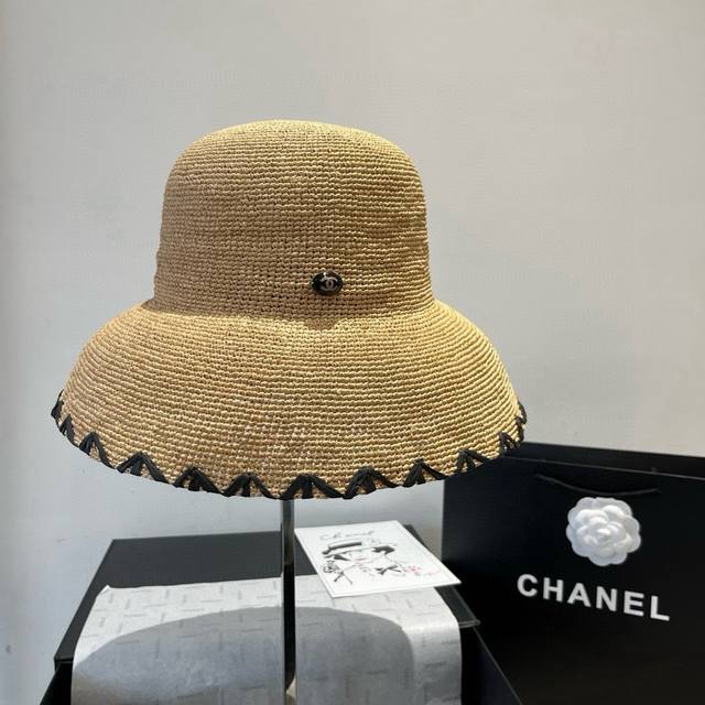 Chanel Chanel new Raffia straw hat, pure hand-crocheted, lantern straw hat, supe