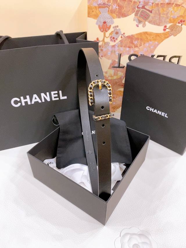 Chanel Chanel chain pin buckle imported calfskin belt brass metal feels soft and