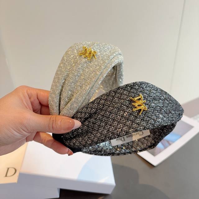 with packaging Dior classic cross-style big brand headband, popular headband, l