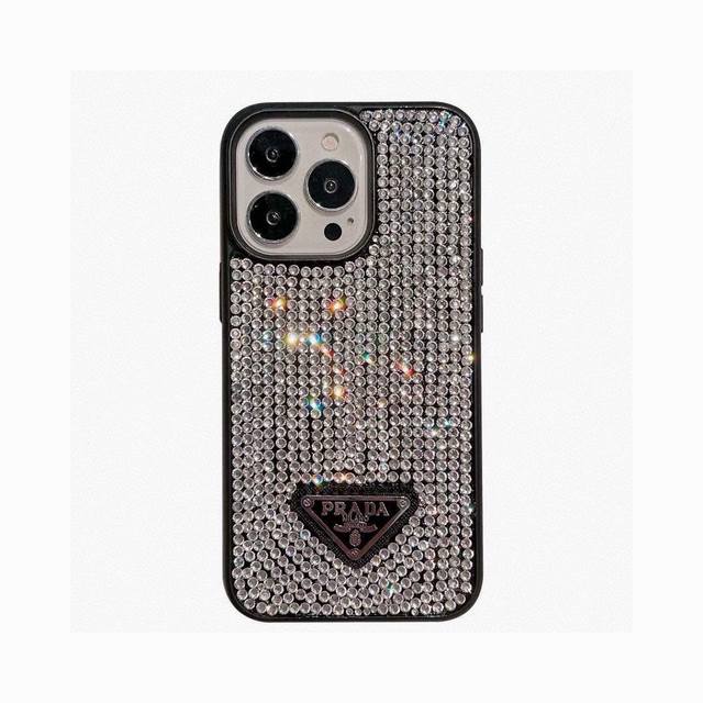 Prada official website same mobile phone case full shell pure hand-made diamond