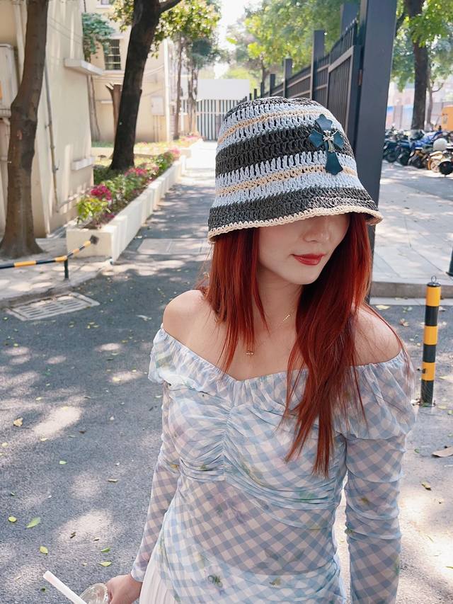 Running volume New arrival Colorblock crochet paper straw basin hat Exclusive cu