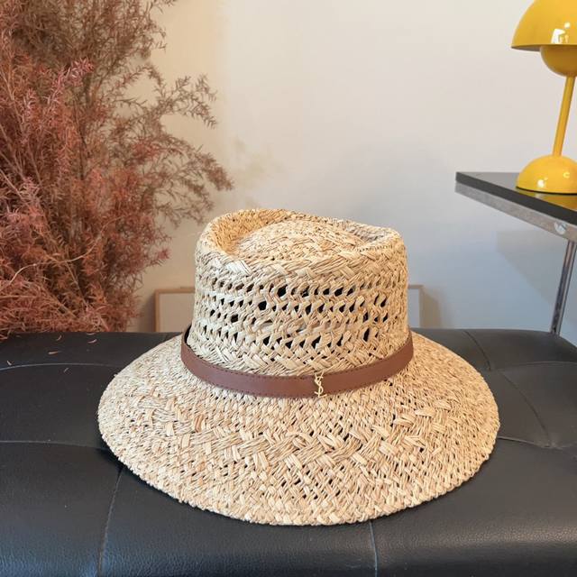 Customized model, no returns or exchanges! Ysl new belt buckle straw hat Raffia