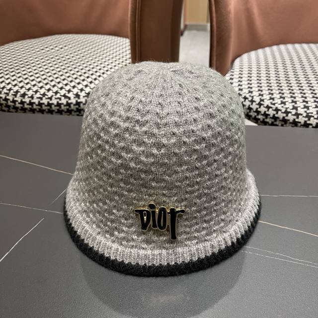 Dior knitted plush fisherman hat women's autumn and winter fashion all-match wa
