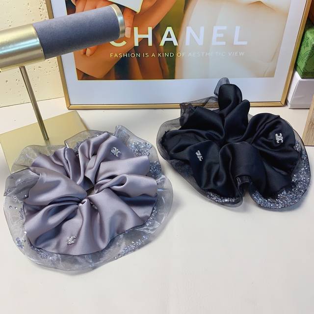 Celine Celine Arc de Triomphe rubber band Organza diamond logo rubber band hair
