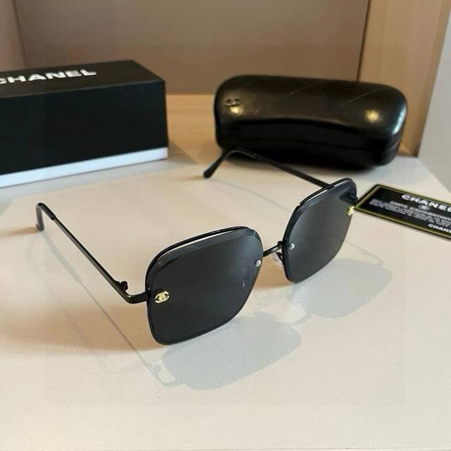 Chane Chanel fashion frameless sunglasses lenses top luxury high quality kiss] e