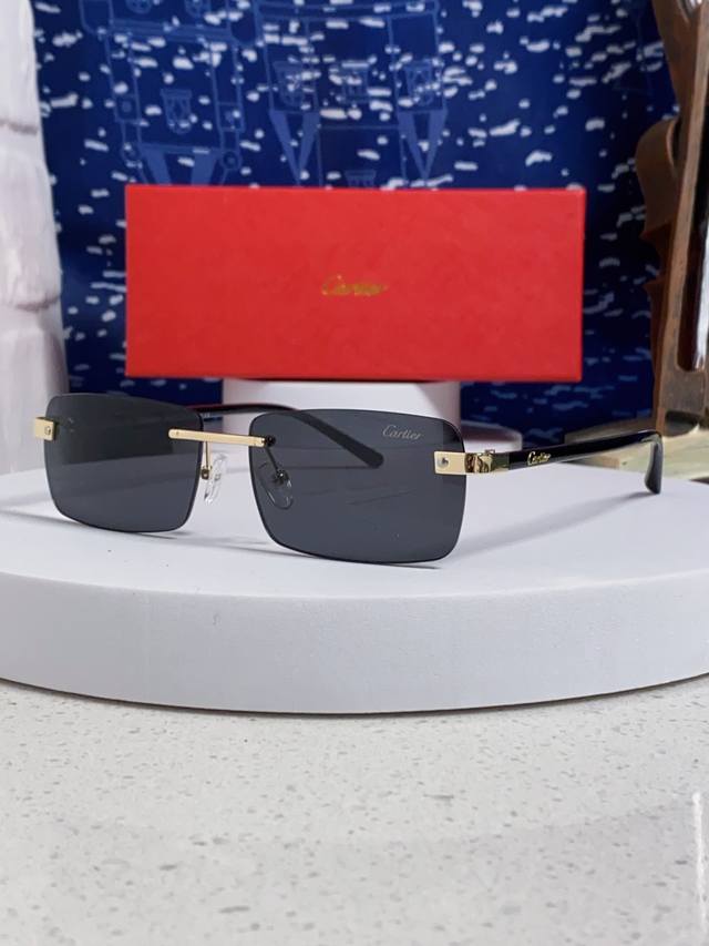 Cartier Cartier 2025 new personality trend frameless sunglasses women's metal te