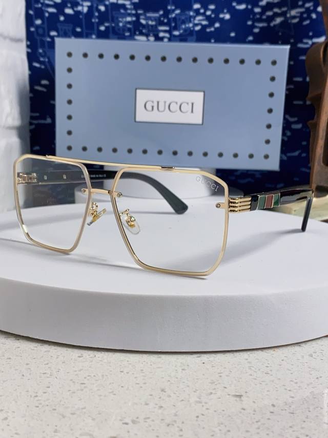 Gucci 2025 new unisex sunglasses classic red and green leg pendant frameless fas