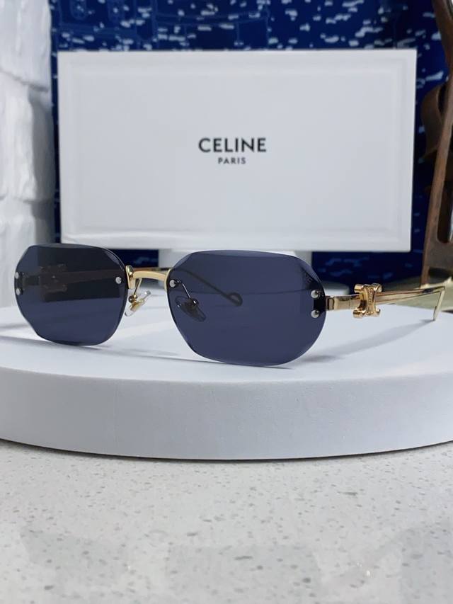 Celine polygonal frameless sunglasses for men and women 2025 new UV protection A