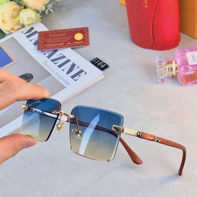 Cartie*2025 new style trimmed fashion frameless sun protection sunglasses Europe