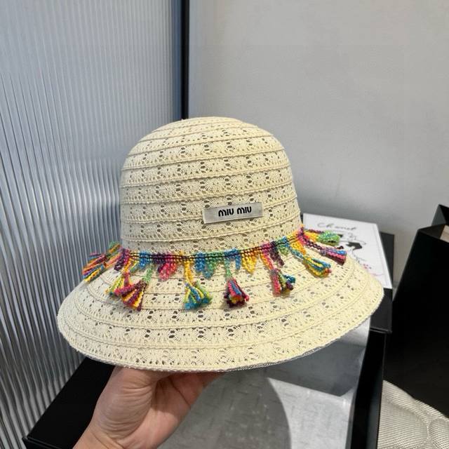 Miumiu Miu Miu lace bucket hat, fresh design, head circumference 57cm DDD