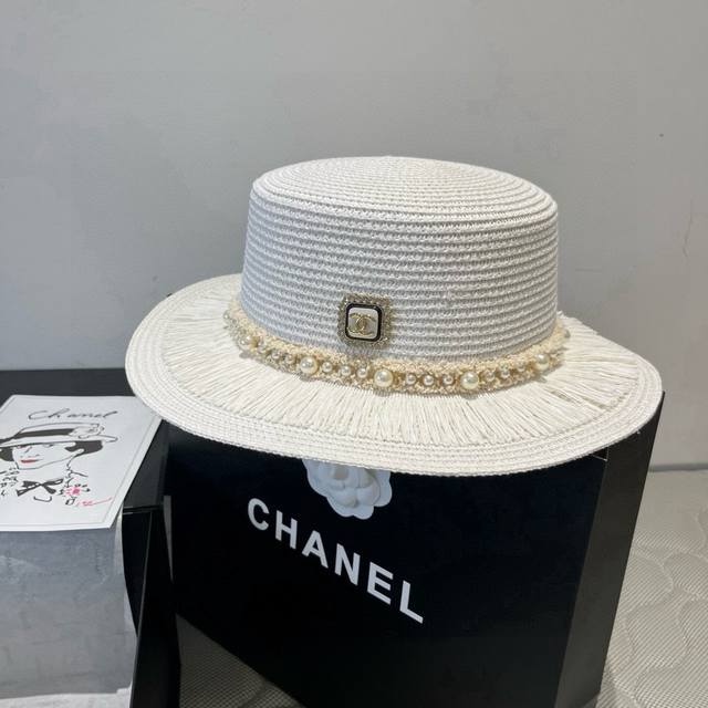 Chanel Chanel new flat top straw hat, head circumference 57cm DDD