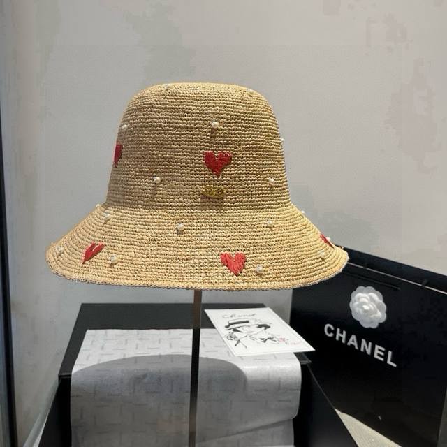 Valentino new Raffia straw hat, pure hand-crocheted, high-end custom, head circu