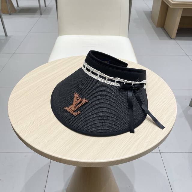 Lv Louis Vuitton 2025 summer new men's and women's sun hats with open tops, big