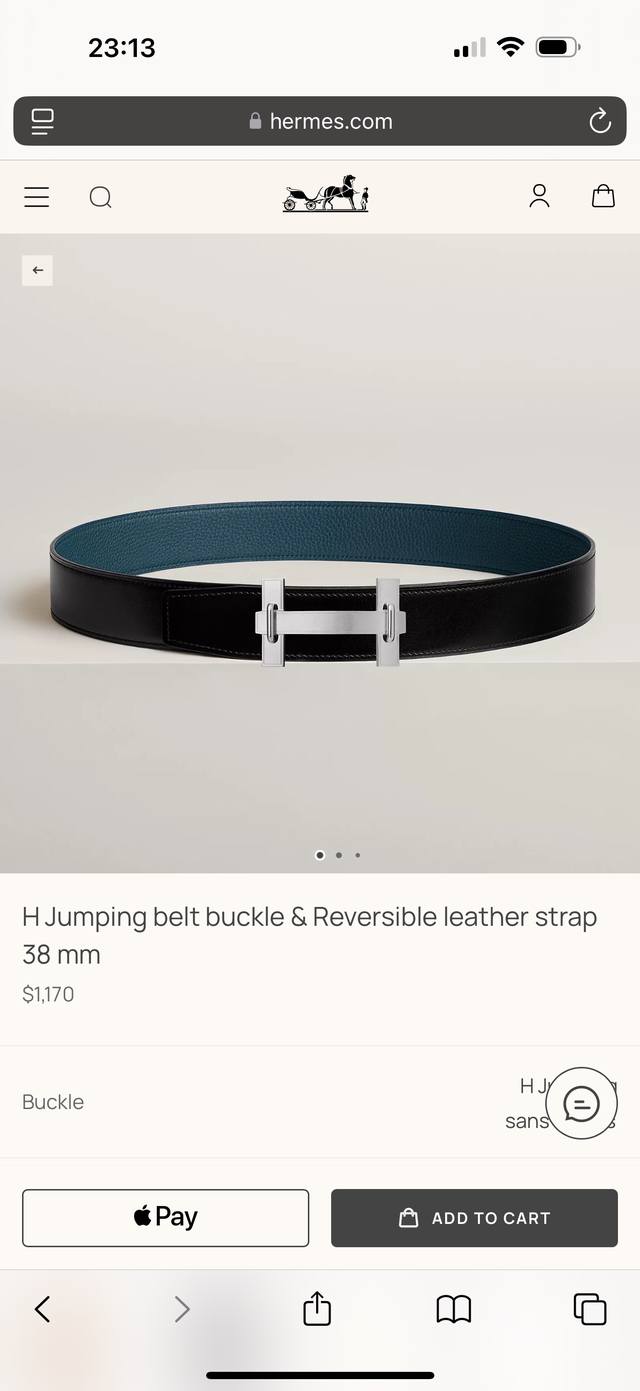 H Jumping features premium hardware paired with imported deep blue Togo leather,
