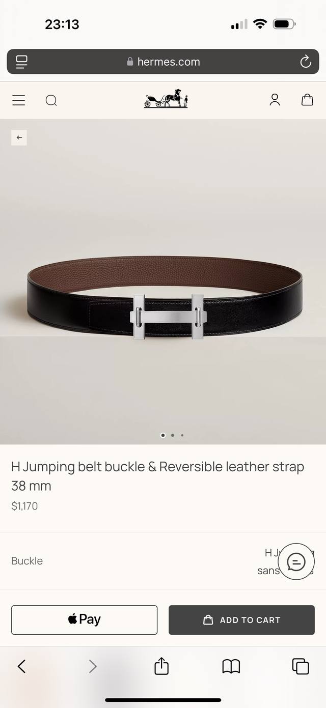 H Jumping features premium hardware paired with imported chocolate Togo leather,
