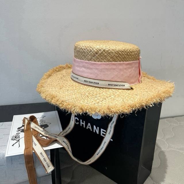 Miumiu Miu Miu Raffia straw hat, flat top hat, head circumference 57cm DDD