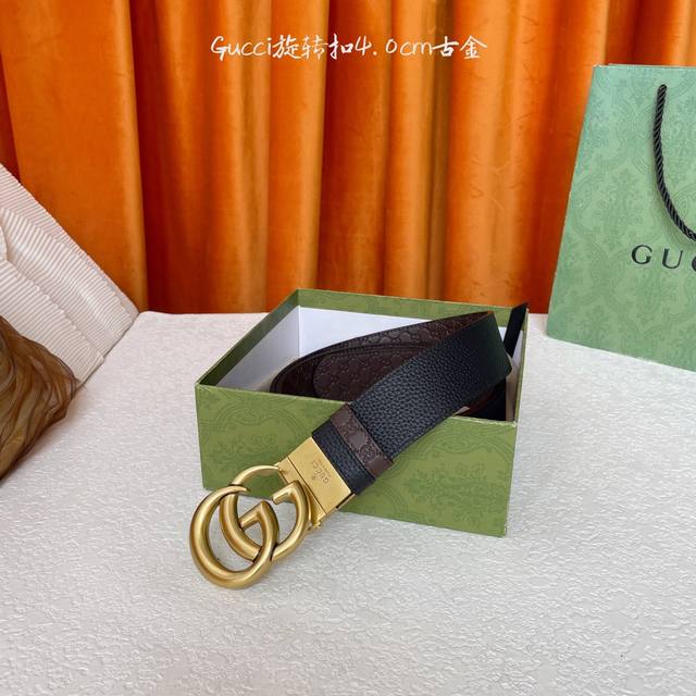 Gucci new belt, one side has classic lychee pattern, the other side has brown em