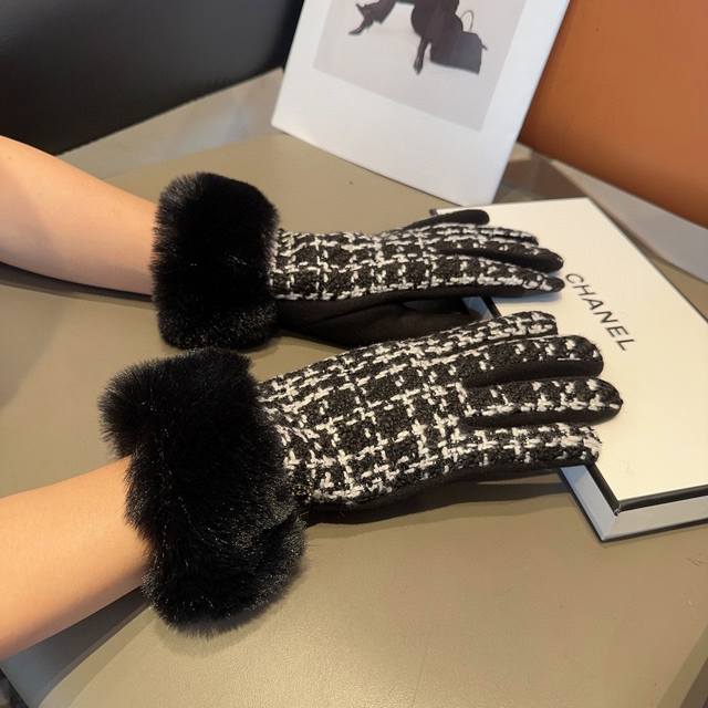 Chanel wool gloves, fashionable gloves, warm and velvet lining for autumn and wi