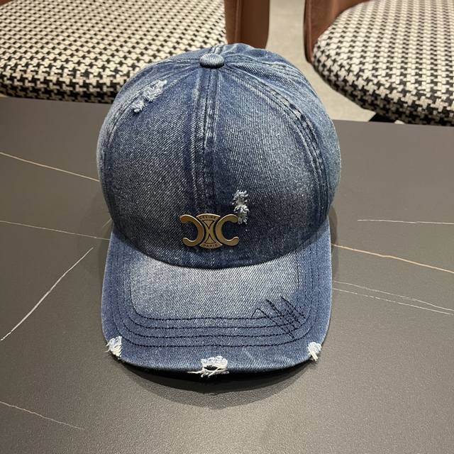 Celine 's new ripped denim baseball cap is a must-have for going out and is easy