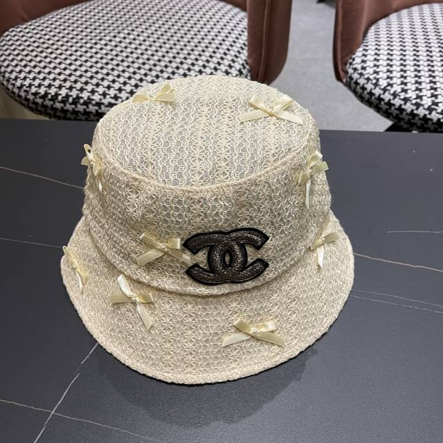 Chanel Chanel early spring new bow sunshade bucket hat, women's versatile Korean
