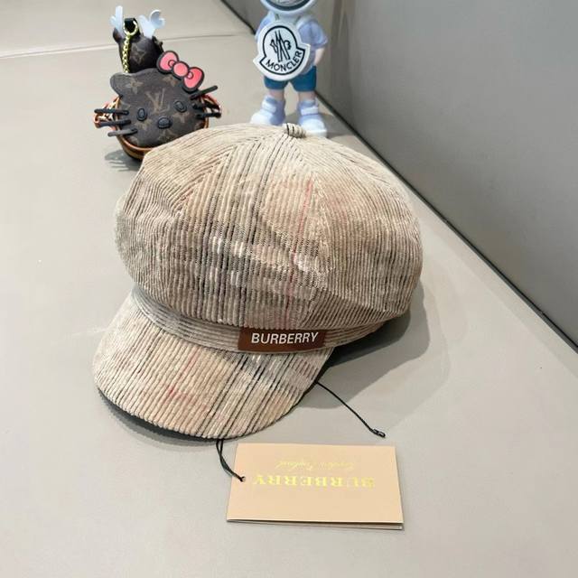 Burberry autumn and winter pumpkin hat, octagonal painter hat head circumference