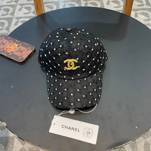 Chanel Chanel lace cap women's breathable thin fashion rhinestone baseball cap s