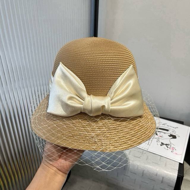 Chanel mesh bucket hat, made of high-grade Pp straw, head circumference 57cm DDD