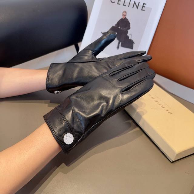 Burberry women's sheepskin gloves, fashionable gloves, warm and velvet lining fo